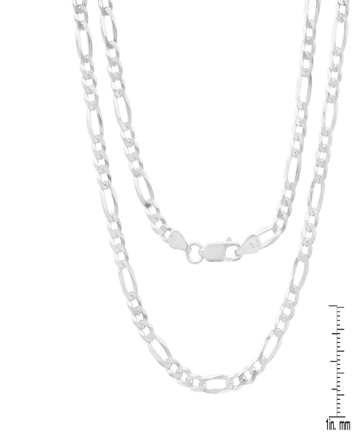 Steeltime Unisex Sterling Silver Figaro Superflat Necklace