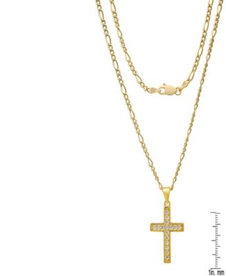 Unisex Gold-Plated Cross Pendant Figaro Chain Necklace