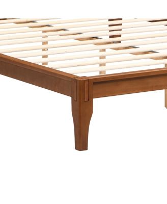 Mid-Century Modern King Size 12 Inch Bamboo Wood Platform Bed with Wood Slat Support, No Box Spring Needed, Easy Tool-Free Assembly