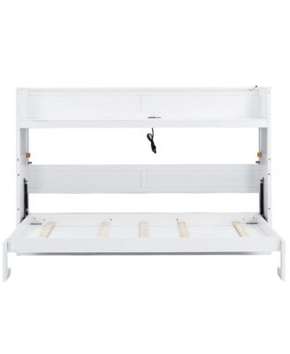 Twin XL Size Murphy Bed with Desk, LED Light and USB Charging Station