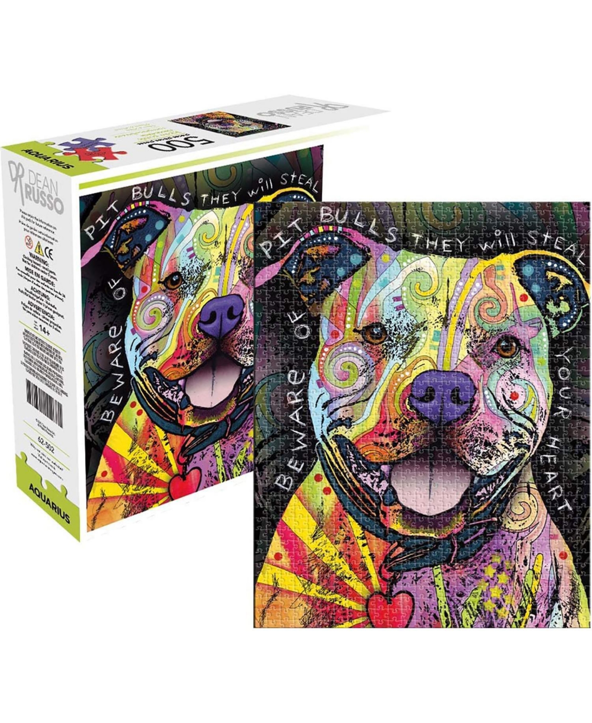 Dean Russo Beware Pit Bull 500 Piece Jigsaw Puzzle