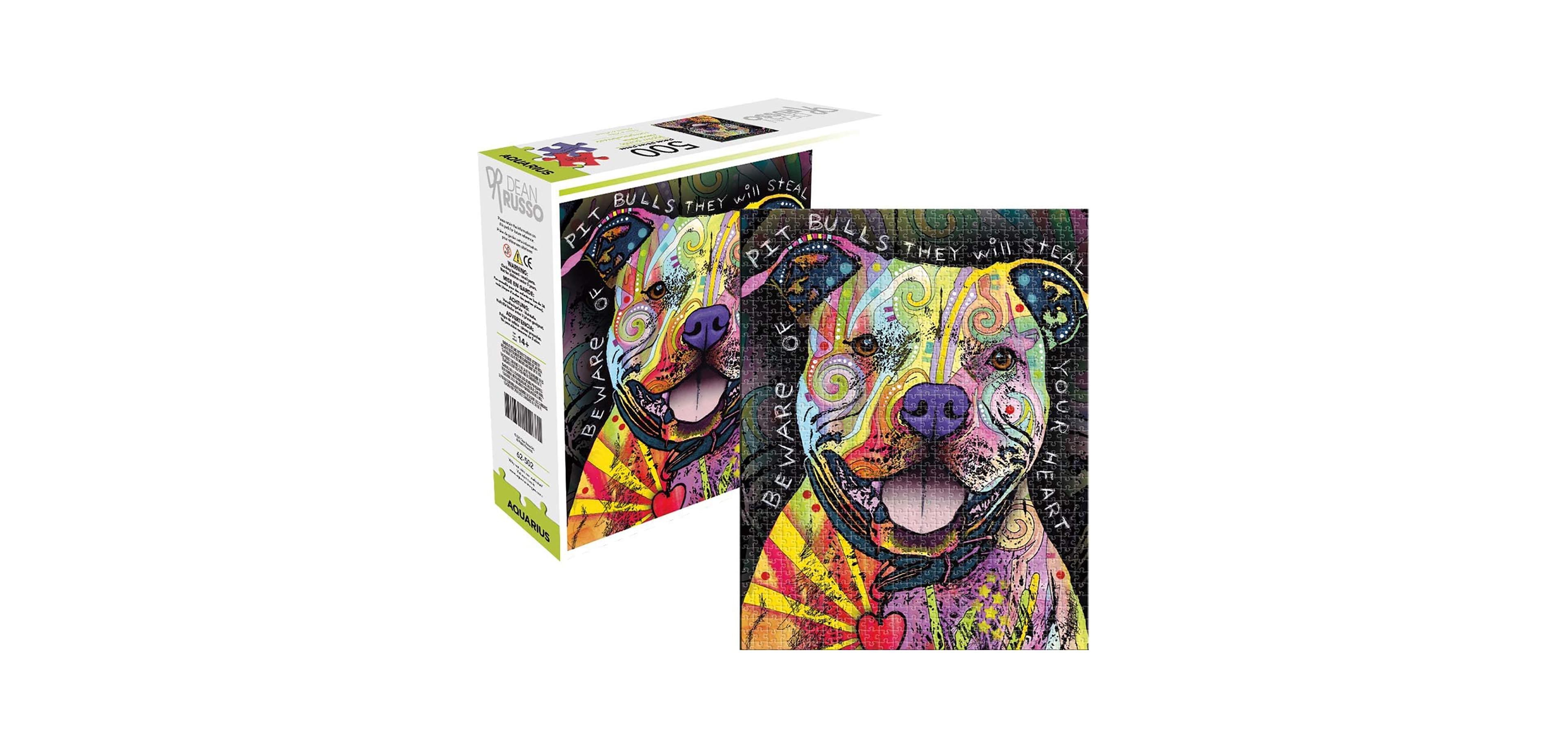 Dean Russo Beware Pit Bull 500 Piece Jigsaw Puzzle