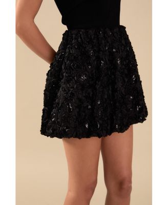 Women's Sequins Floral Mini Skirt