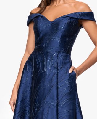 Women's Off-The-Shoulder Metallic Ball Gown