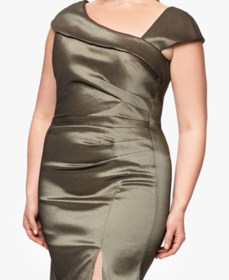 Plus Size Asymmetrical-Neckline Long Sheath Dress