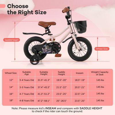 Kids Bike with Basket and Adjustable Handlebar for 3-4 Years Old