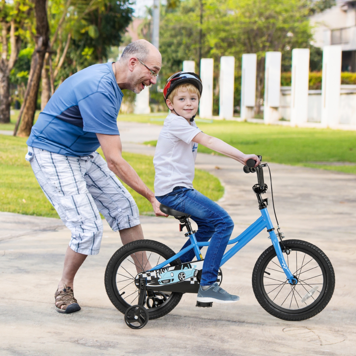 Kids Bike with Removable Training Wheels Adjustable for Growing Riders