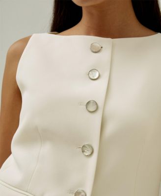 Women's Sleeveless Button Up Silk Vest