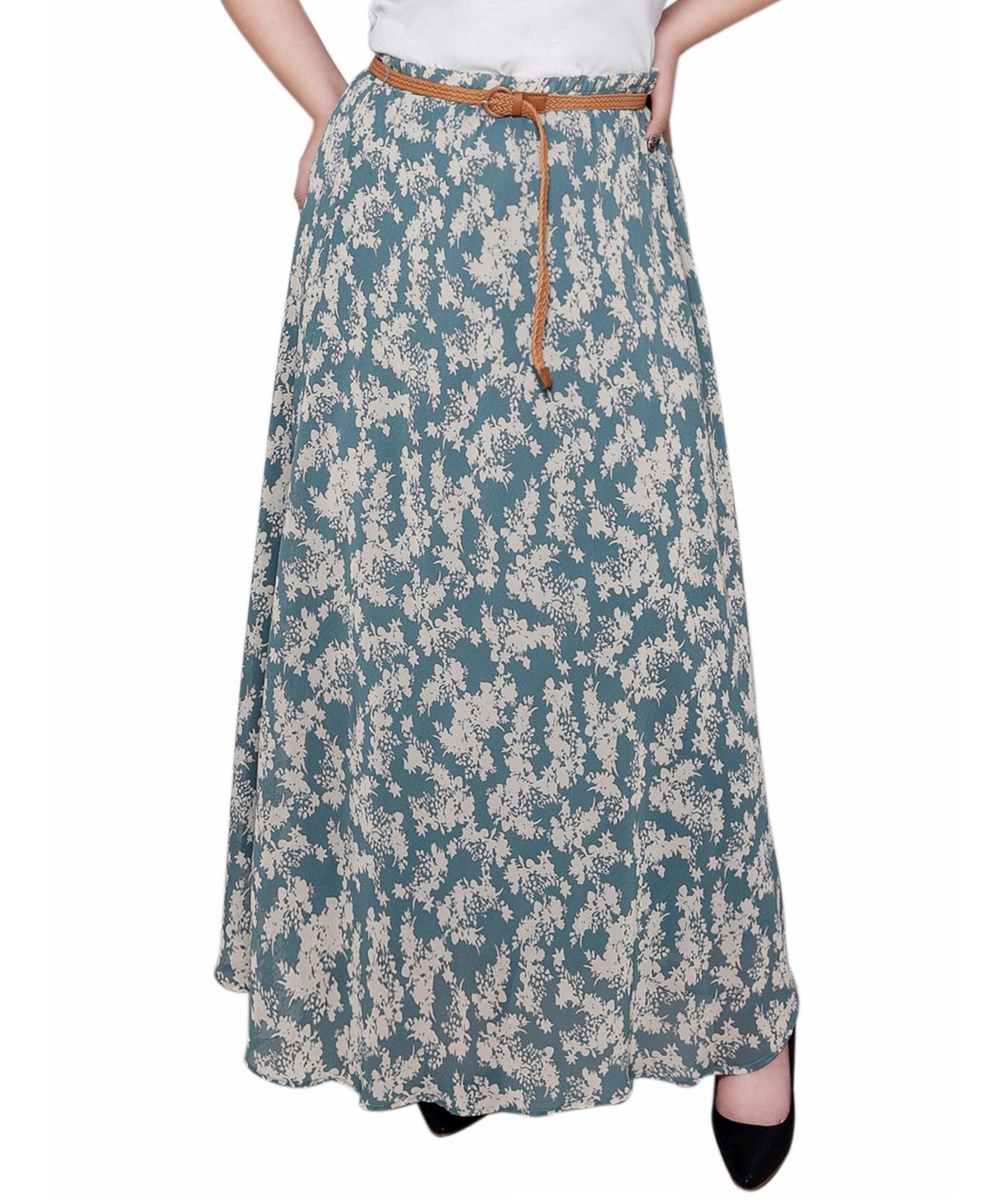Ny Collection Plus Size Chiffon Maxi Skirt In Multi
