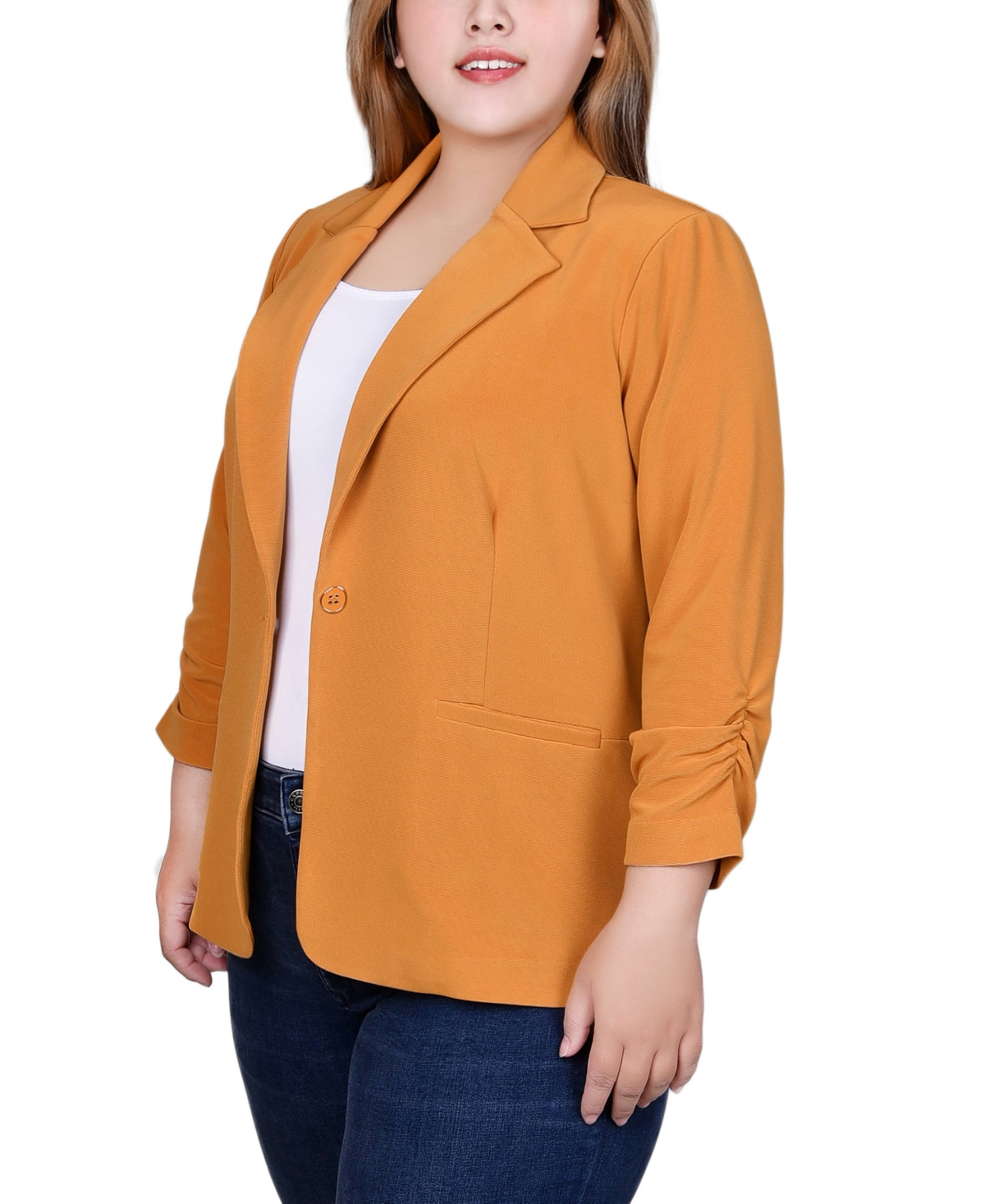 Ny Collection Plus Size Long Sleeve Scuba Crepe Jacket