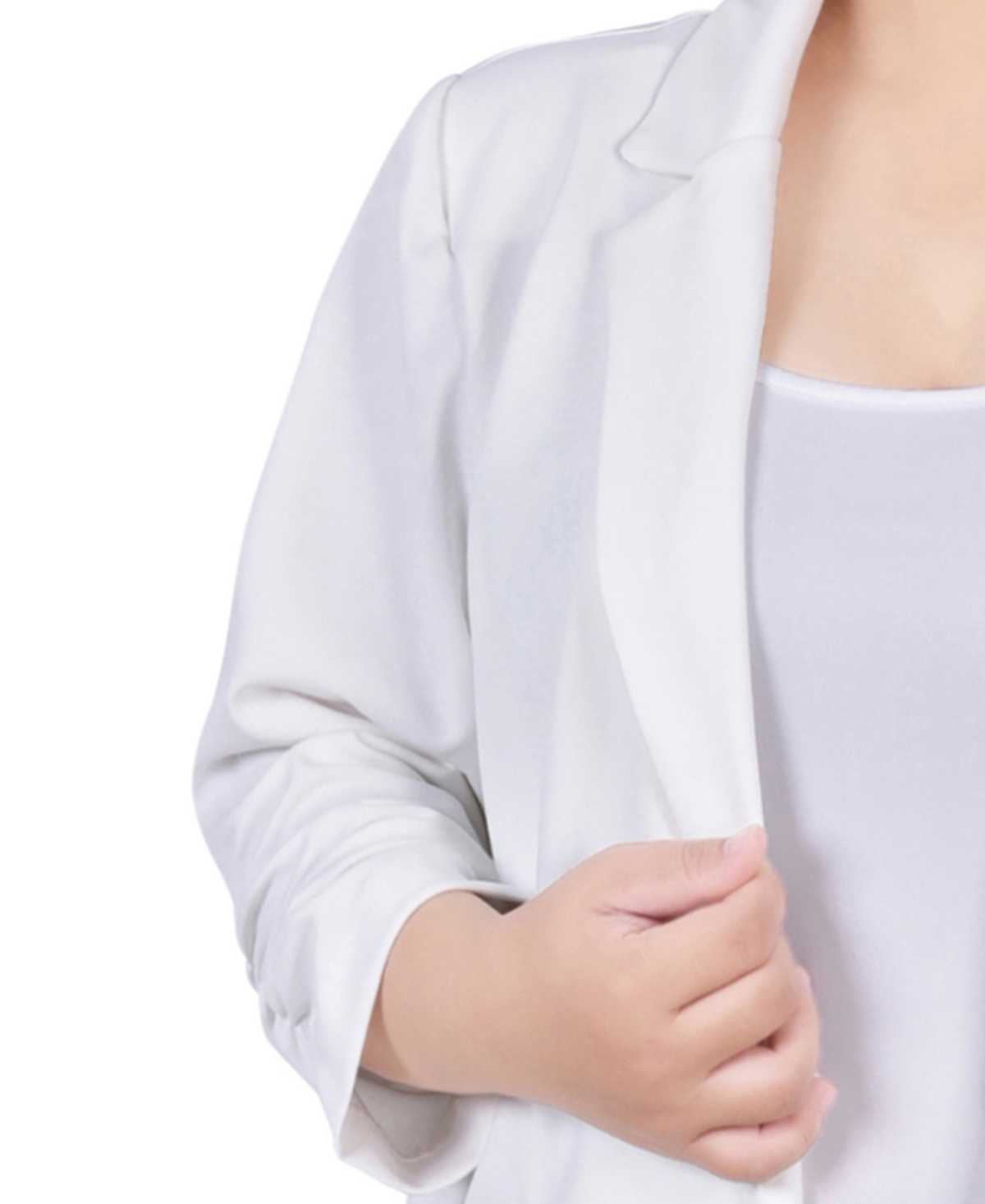Ny Collection Plus Size Long Sleeve Scuba Crepe Jacket In White