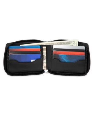Men's RFID Overlapping Saffiano Zip Around Wallet