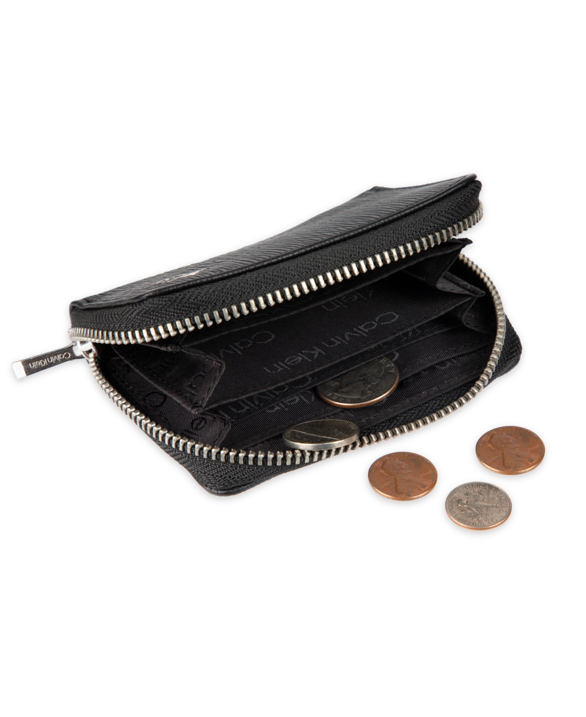 Calvin Klein Men's Rfid Textured Leather Gusset Card Case Wallet In Black