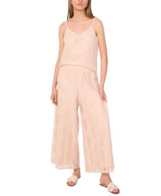 Sam Jess Womens V Neck Lace Top Wide Leg Pants