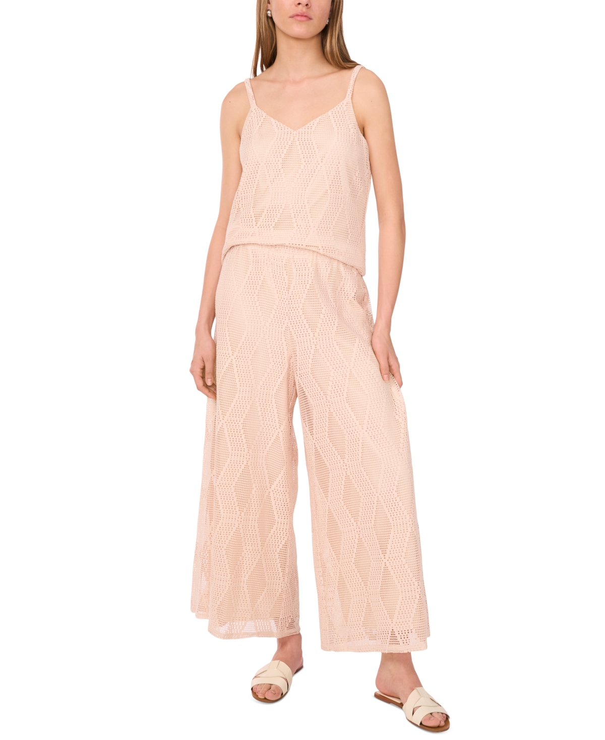 Women's Pull-On Wide-Leg Lace Pants - Natural