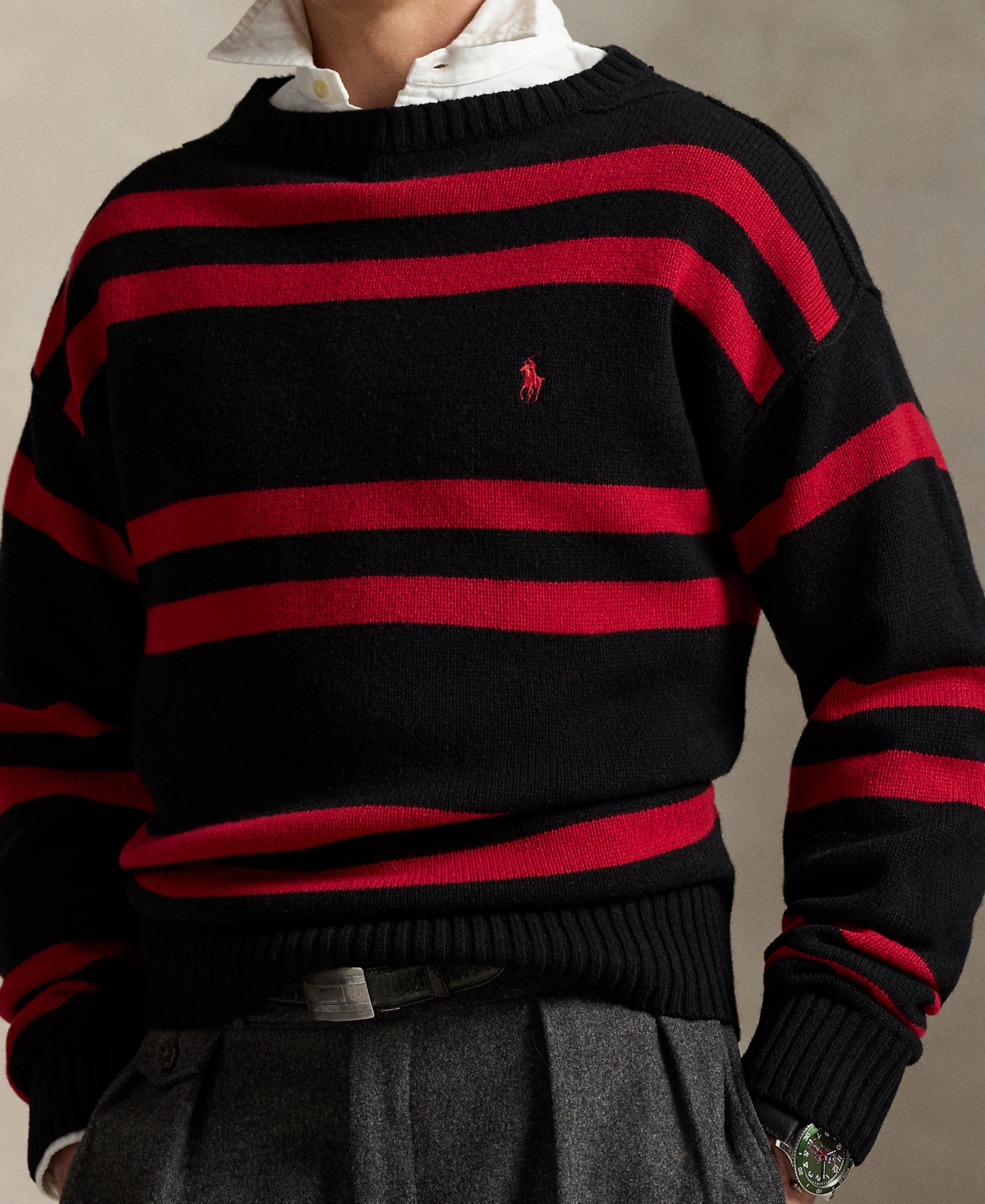 Polo Ralph Lauren Men's Striped Wool Sweater In Red