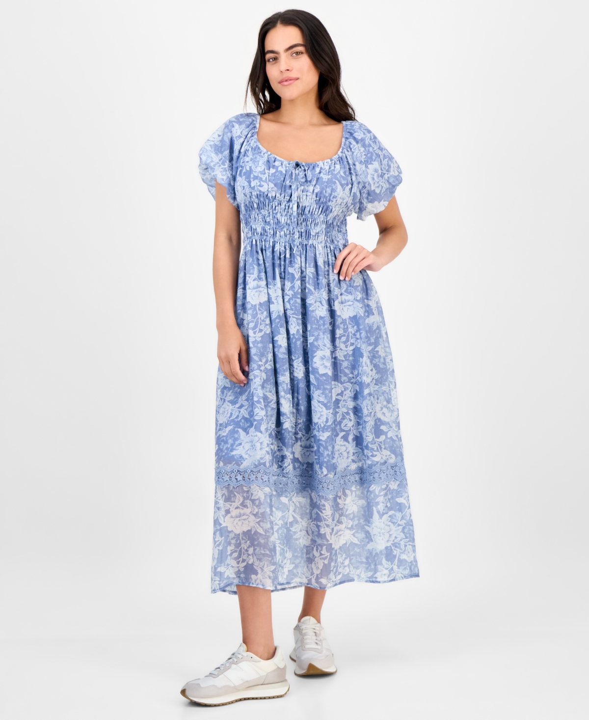 Petite Floral-Print Maxi Dress, Exclusively at Macy's - Blue Floral