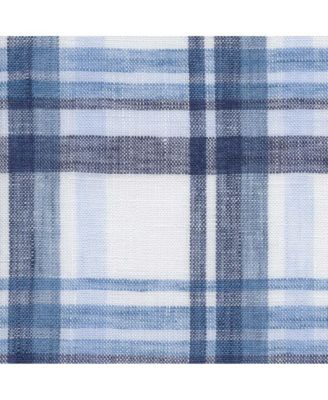 Men's European Linen Navy Plaid