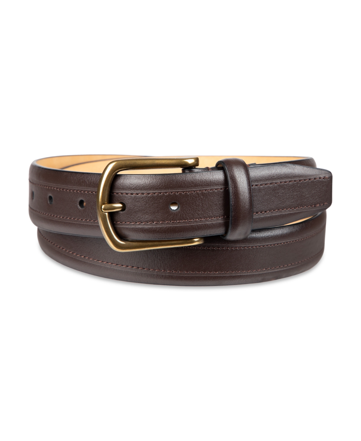 Men's Top Stitch Dress Belt - Dark Brown