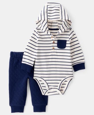 Carter's - Baby Boys Striped Hooded Long-Sleeve Bodysuit & Pants, 2 Piece Set