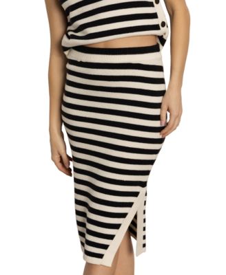 Women's Pull-On Side-Slit Midi Sweater Skirt 