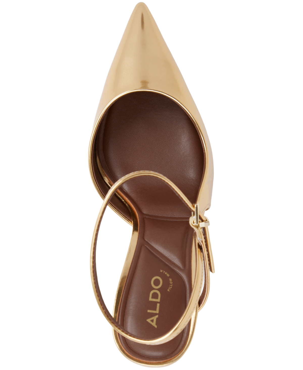 Aldo Kymmberly Ankle Strap Pointed Toe Pump In Gold