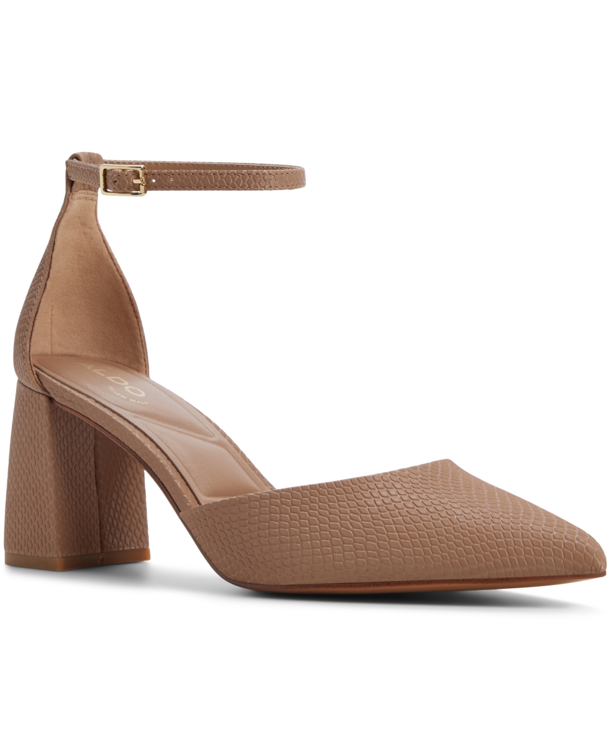 Aldo Jan Ankle Strap Pointed Toe Pump In Brown