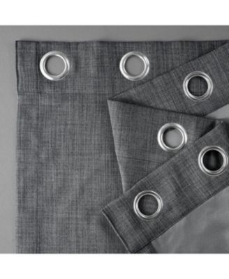 Grommet Textured Faux Linen Room Darkening Curtain
