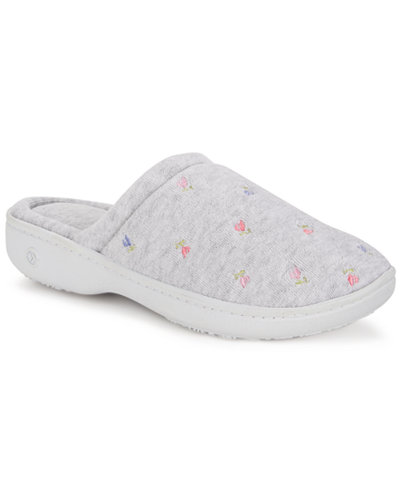 Isotoner Terry Floral Embroidered Clog Slipper