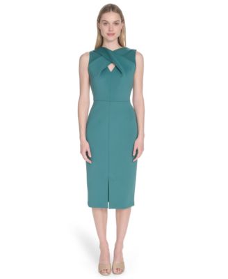 Calvin Klein - Women's Wrap V-Neck Scuba Sheath Dress