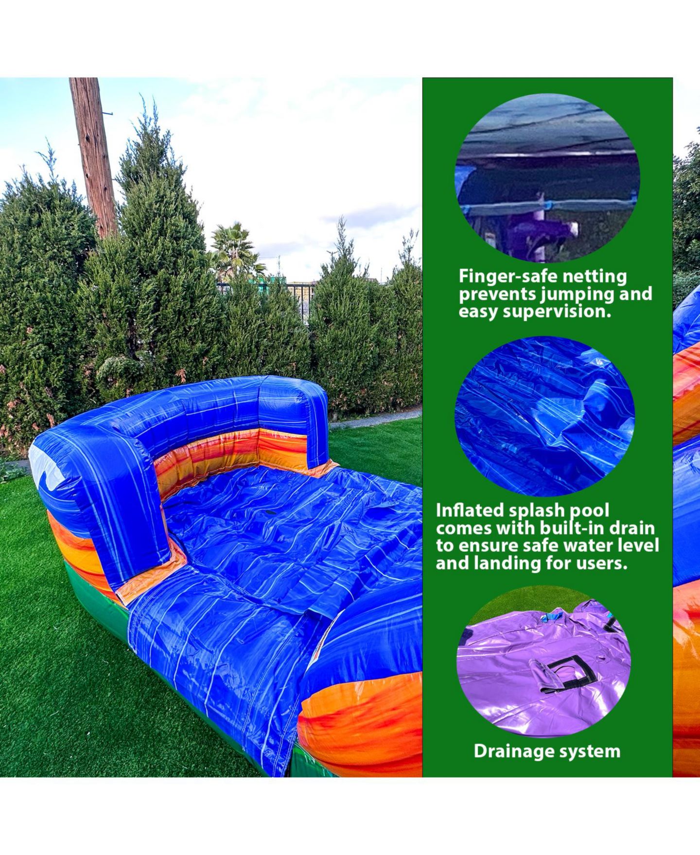 Детская игрушка Xjump Tropical Ocean 13'H Vinyl Water Slide Bounce House with Splash Pool, Up to 6 Players, Ages 3+, цвет: Оранжевый — фото 9