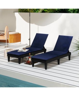 2PCS Patio Lounge Chair Recliner Chair w/ 3-Position Adjustable Backrest & Cushion