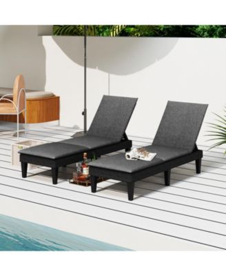 2PCS Patio Lounge Chair Recliner Chair w/ 3-Position Adjustable Backrest & Cushion