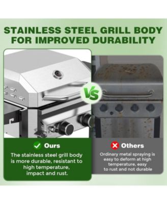  2-Burner Propane Gas Grill with Folding Side Tables,Stainless Steel 16,000 BTU BBQ Grill,Outdoor Grill for Barbecue,Patio,Camping