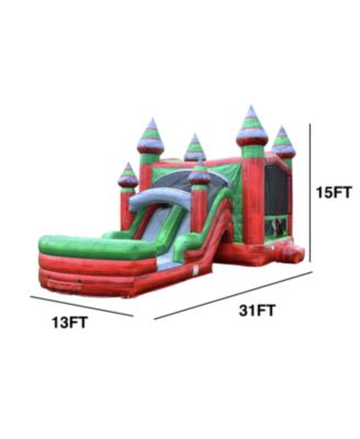 Midnight Commercial Grade Bounce House Water Slide Combo with Pool for Kids and Adults (with Blower), Basketball Hoop, Wet Dry Use, Outdoor Indoor, Birthday Party, Rental Quality
