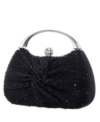 Crystal Twist Chiffon and Satin Minaudiere Clutch Bag