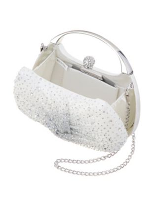 Crystal Twist Chiffon and Satin Minaudiere Clutch Bag