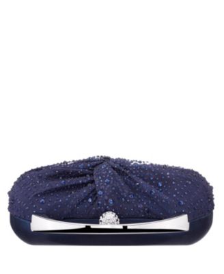 Crystal Twist Chiffon and Satin Minaudiere Clutch Bag