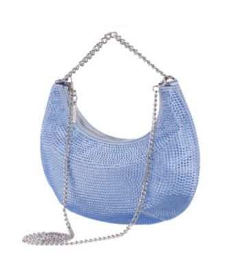 All Over Crystal Crescent Moon Crossbody Bag