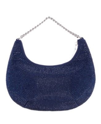 All Over Crystal Crescent Moon Crossbody Bag