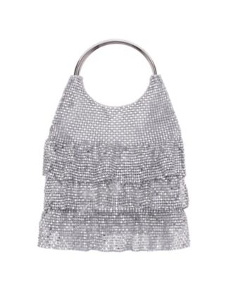 3-Tiered Crystal Mesh Ruffle Pouch Bag