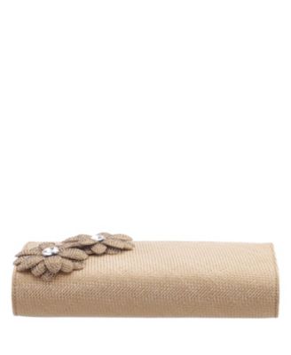 Double Crystal Flower Slim Clutch Bag