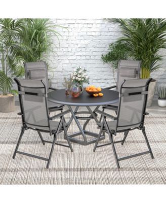Folding Patio Chairs Set of 4 Lounge Chairs w/ 10-Level Adjustable Backrests