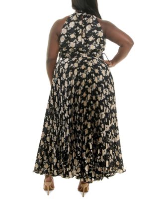 Plus Size Pleated Chiffon Fit & Flare Dress