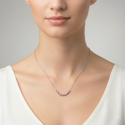 White Gold Plated with Bamboo-Inspired Beads Necklace