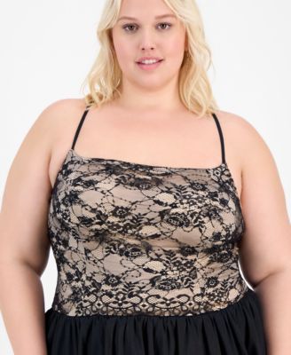 Trendy Plus Size Lace Bubble-Hem Dress
