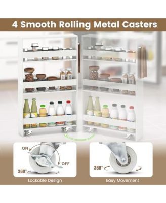 Rolling Kitchen Slim Storage Cart Mobile Shelving Organizer with Handle