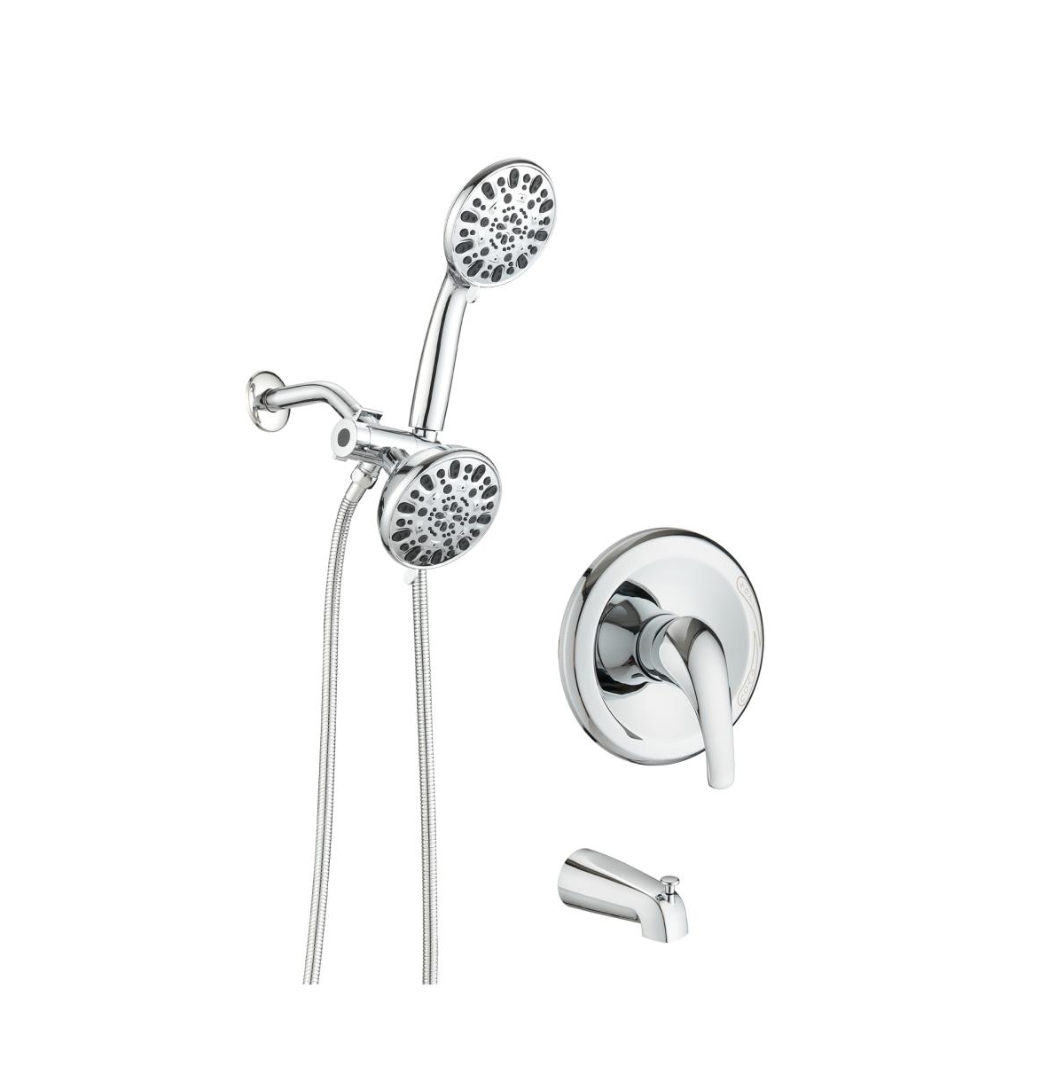 Shower System with Tub Spout Rain Shower Tub Set, High Pressure Dual 2 in 1 Shower Combo Faucet with Valve