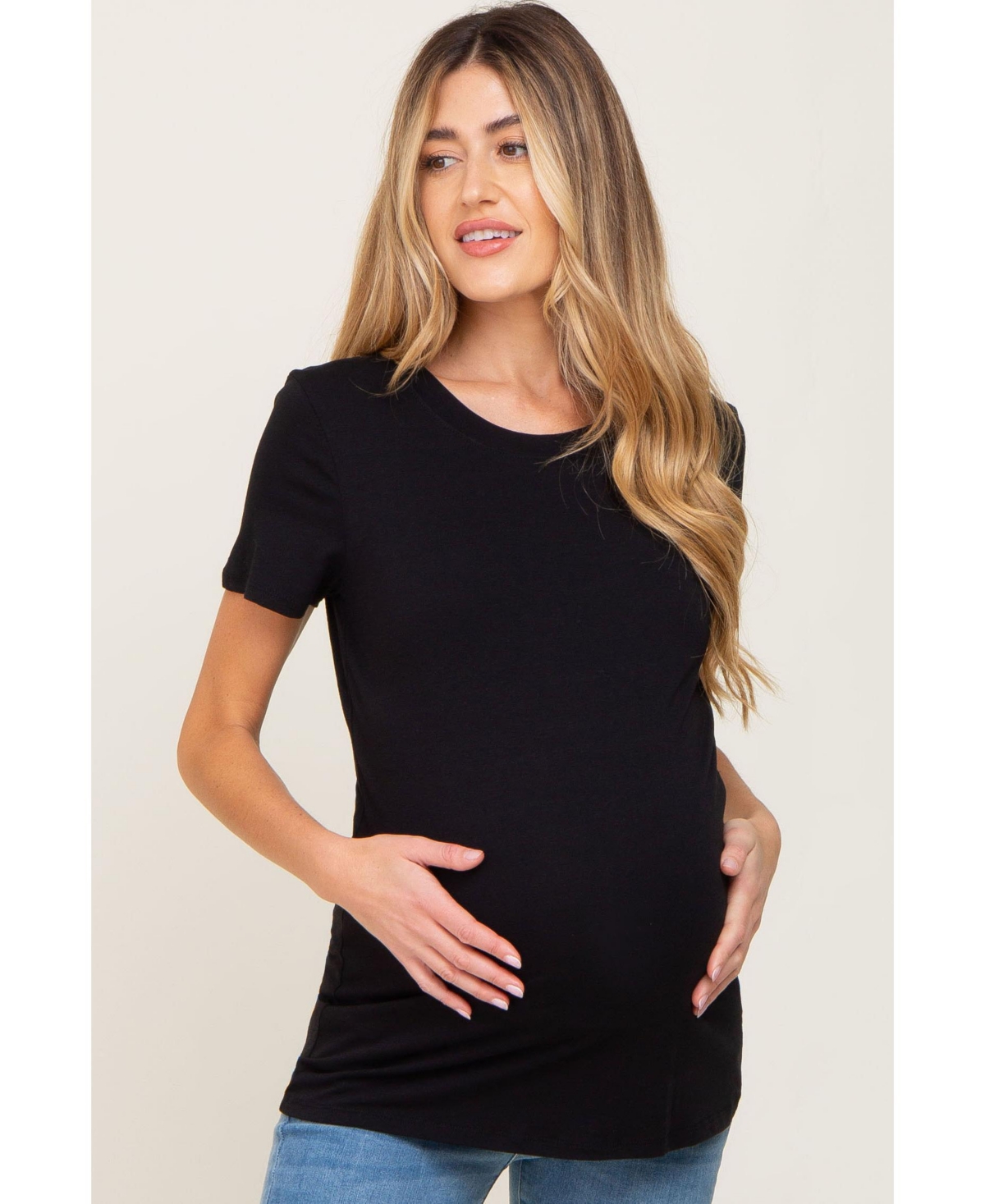 Maternity Black Basic Crew Neck Tee - Olive green