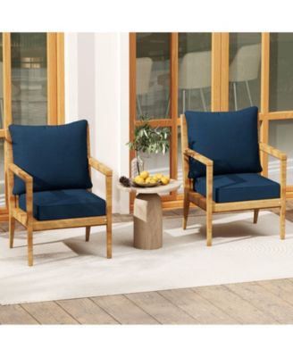 Deep Seat Chair Cushion Pads Set with Rope Belts for Indoor and Outdoor